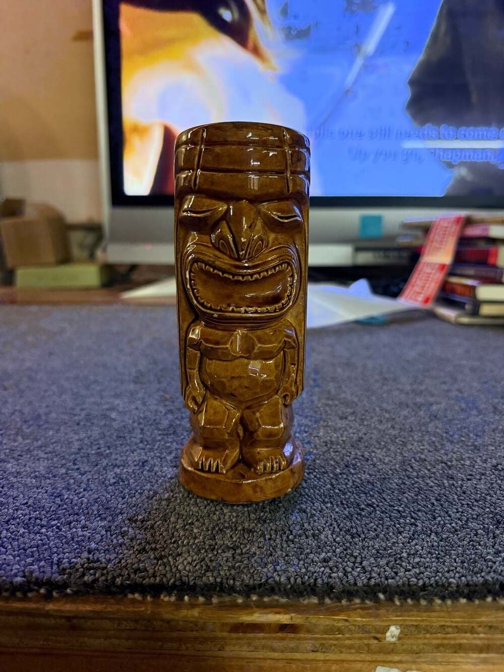 Vintage Tiki Mug Ceramic Brown Cocktail Drinkware